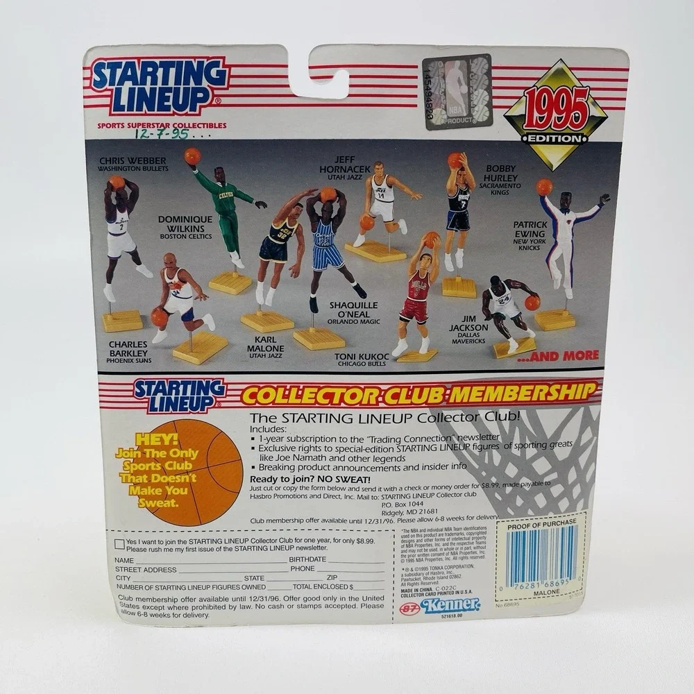 1995 Starting Lineup Karl Malone Utah Jazz SLU Kenner Sports Figure